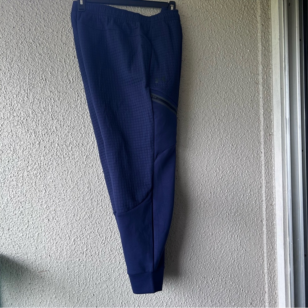 Under Armour UA Unstoppable Fleece Grid Men's Navy blue Joggers XL NWT